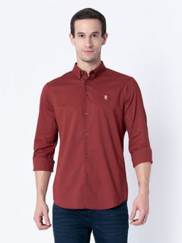 Red Tape - Men Rust Red Solid Shirts