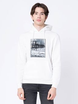 Red Tape - Mens Off White Graphic Print Hoodie