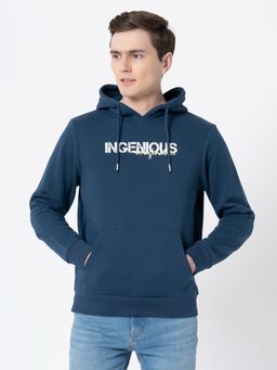 Red Tape - Men Navy Blue Graphic Print Hoodie