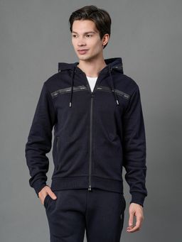 Red Tape - Men Navy Blue Solid Hoodie