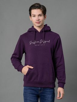 Red Tape - Men Dark Purple Graphic Print Hoodie