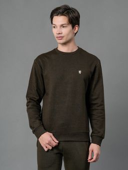 Red Tape - Men Dark Olive Solid Sweatshirt