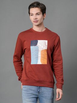Red Tape - Men Rust Graphic Print Sweatshirt