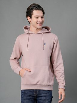 Red Tape - Men Dusky Pink Solid Hoodie