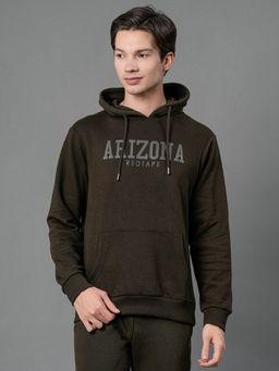 Red Tape - Men Dark Olive Graphic Print Hoodie