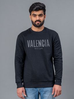 Red Tape - Black Graphic Print Full Sleeve Cotton Polyester Fleece Men's Sweatshirt