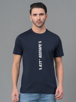 Red Tape - Navy Graphic Print Cotton Round Neck Mens T-shirt