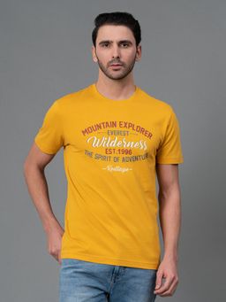 Red Tape - Yellow Graphic Print Cotton Round Neck Mens T-shirt