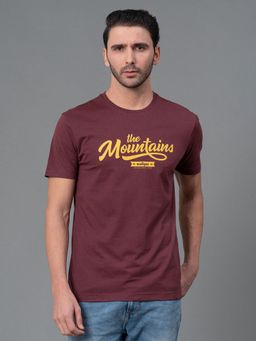 Red Tape - Light Maroon Graphic Print Cotton Round Neck Mens T-shirt