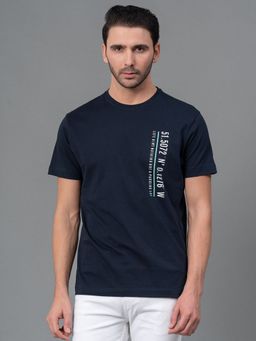 Red Tape - Navy Graphic Print Cotton Round Neck Mens T-shirt