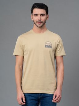 Red Tape - Pale Olive Graphic Print Cotton Round Neck Mens T-shirt