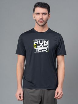 Red Tape - Black Graphic Print Nylon Elastane Round Neck Mens Athleisure T-shirt