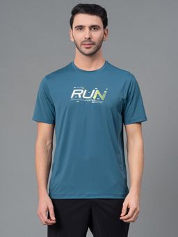 Red Tape - Teal Graphic Print Nylon Elastane Round Neck Mens Athleisure T-shirt