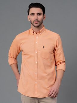 Red Tape - Peach Solid Cotton Full Sleeve Men Shirt