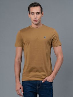 Red Tape - Light Camel Solid Pure Cotton Men T-Shirt