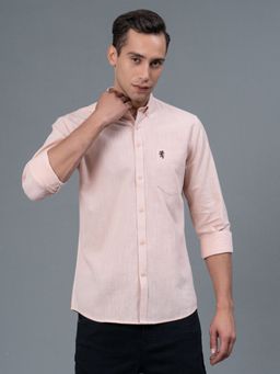 Red Tape - Peach Solid Cotton Linen Men Shirt