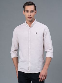 Red Tape - Beige Solid Pure Cotton Men Shirt