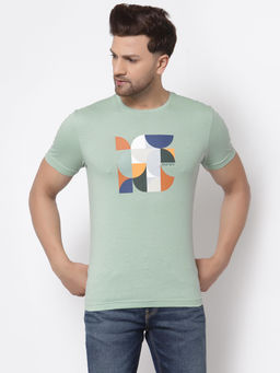 Red Tape - Pastel Green Graphic Print Pure Cotton Men T-Shirt