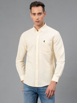 Red Tape - Men's Light Yellow Solid Cotton Linen Shirt