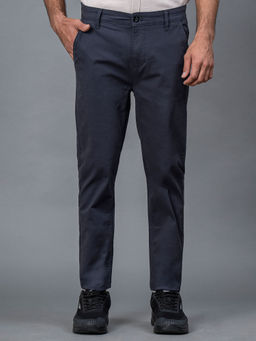 Red Tape - Men's Navy Blue Solid Cotton Spandex Skinny Chinos