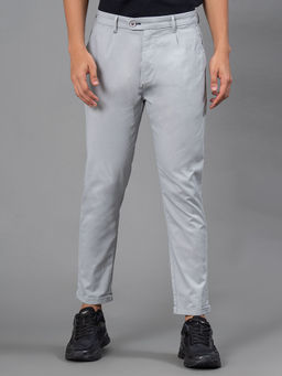 Red Tape - Slate Grey Solid Cotton Elastane Mens Relaxed Chinos
