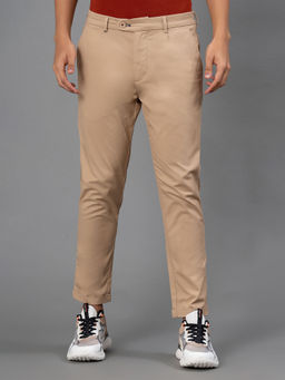 Red Tape - Khaki Solid Cotton Elastane Mens Relaxed Chinos