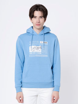 Red Tape - Men's Slate Blue Poly Cotton Graphic Print Hoodie