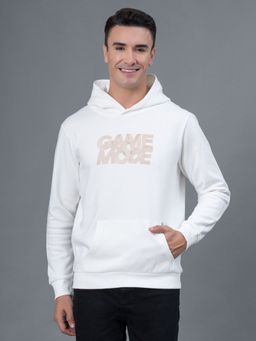 Red Tape - Off White Graphic Print Cotton Poly Fleece Men's Hoodie