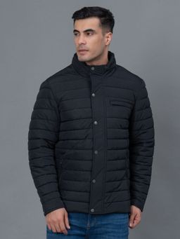 Red Tape - Black Solid Polyester Men's Padded Jacket