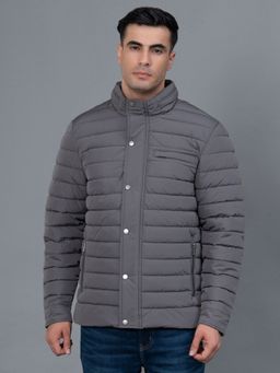 Red Tape - Charcoal Grey Solid Polyester Men's Padded Jacket