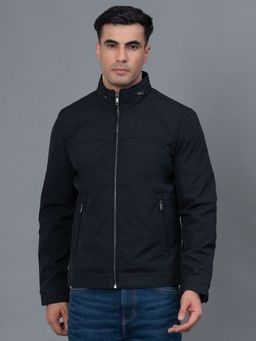 Red Tape - Black Solid Polyester Elastana Men's Jacket