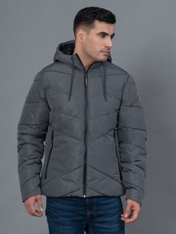 Red Tape - Steel Grey Solid Polyester Men's Padded Jacket
