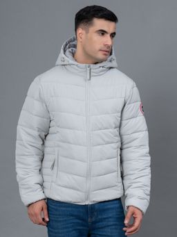 Red Tape - Light Grey Solid Polyester Men's Padded Jacket