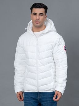 Red Tape - White Solid Polyester Men's Padded Jacket