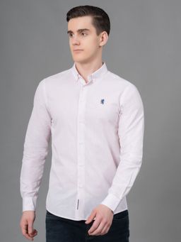 Red Tape - White Solid Cotton Polyester Men's Shirt