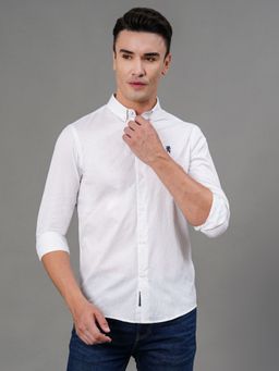 Red Tape - White Solid Pure Cotton Men's Shirt
