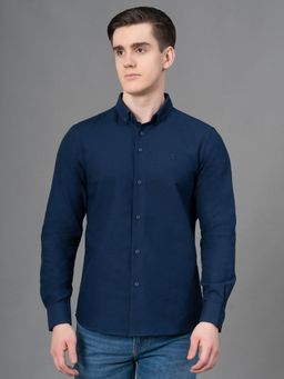 Red Tape - Navy Solid Dobby Cotton Polyester Men's Shirt