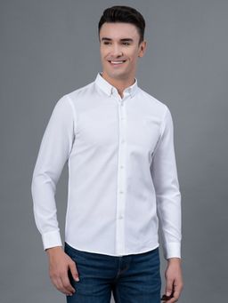 Red Tape - White Solid Dobby Cotton Polyester Men's Shirt