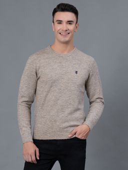 Red Tape - Sand Melange Polyester Acrylic Spandex Men's Sweater