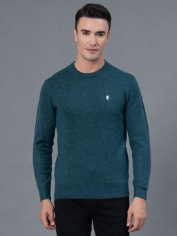 Red Tape - Teal Melange Polyester Acrylic Spandex Men's Sweater