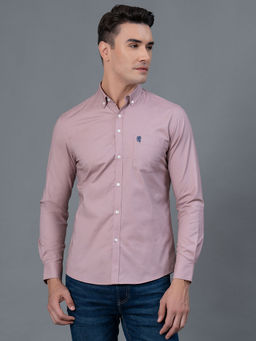 Red Tape - Men Purple Solid Oxford Cotton Spandex Shirt
