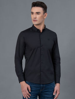 Red Tape - Men Black Solid Cotton Polyester Casual Shirt