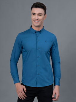 Red Tape - Men Blue Solid Cotton Polyester Formal Shirt