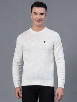 Red Tape - Men Off White Nep Acrylic Polyester Sweater