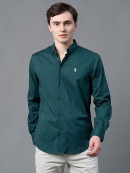 Red Tape - Men Dark Green Solid Pure Cotton Shirt