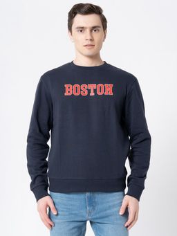 Red Tape - Navy Graphic Print Cotton Poly Fleece Men's Sweatshirt