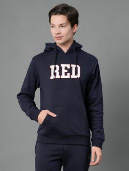 Red Tape - Navy Graphic Print Cotton Poly Fleece Men's Hoodie