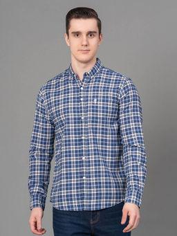 Red Tape - Blue Checked Poly Cotton Mens Full Sleeve Shirt