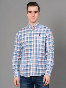 Red Tape - Light Blue Checked Poly Cotton Mens Full Sleeve Shirt