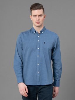 Red Tape - Cool Blue Pure Cotton Oxford Solid Mens Shirt